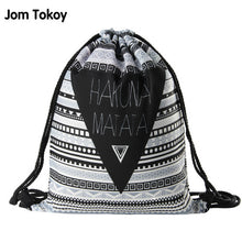 Load image into Gallery viewer, Hakuna matata Women geometric Backpack 3D printing travel softback  women mochila drawstring bag mens backpacks