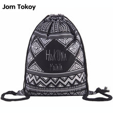 Load image into Gallery viewer, Hakuna matata Women geometric Backpack 3D printing travel softback  women mochila drawstring bag mens backpacks